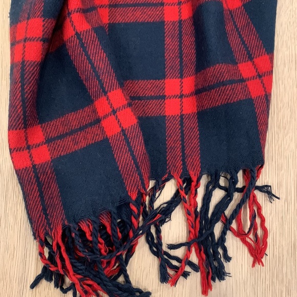 Red & Navy Plaid Flannel Scarf - Picture 2 of 4